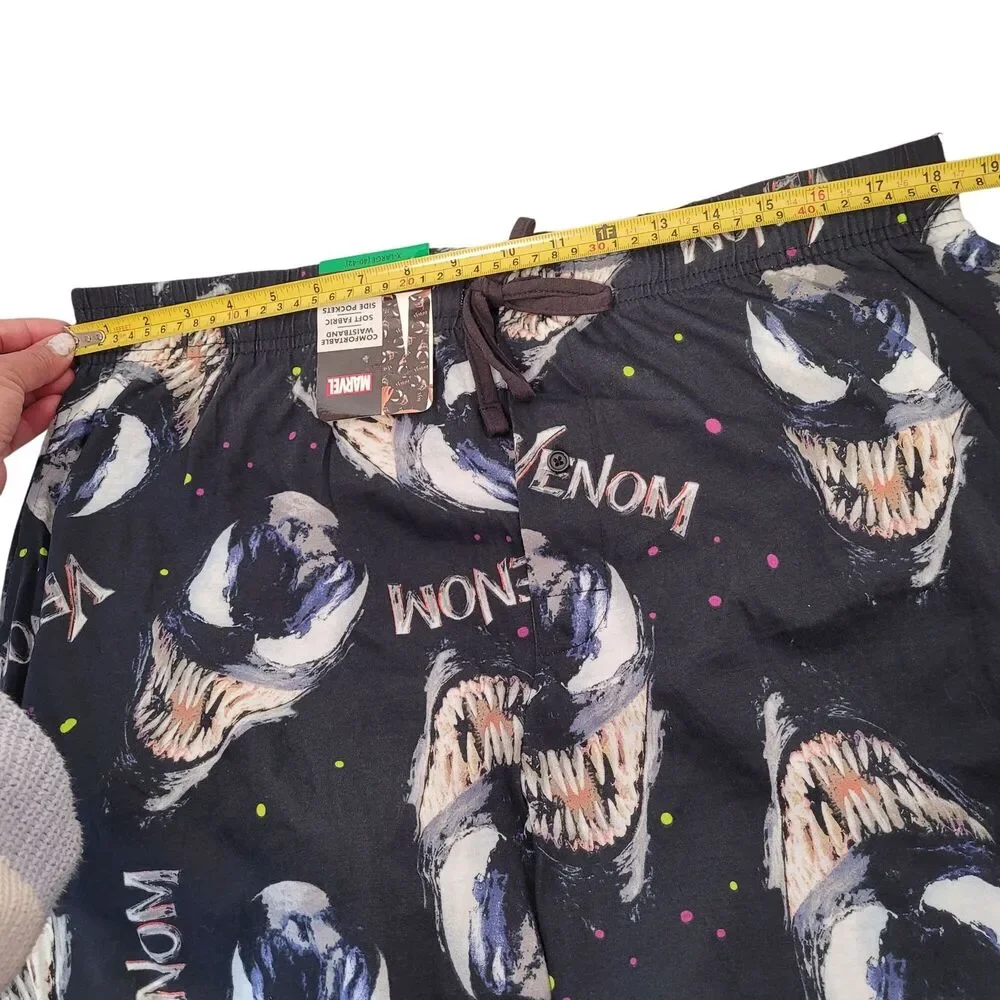 Marvel Venom Pattern Men's Sleep Pants With Elastic Waist & Drawstring  X-Large